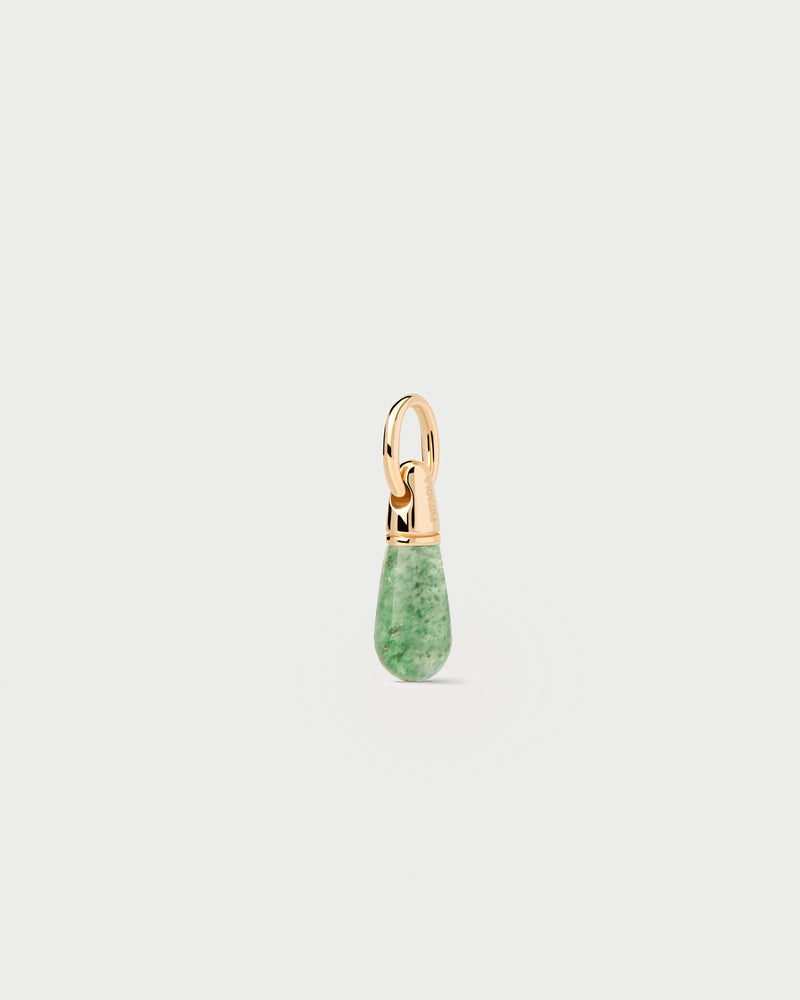 Piccola goccia ciondolo con pietra verde per personalizzare collana o orecchini a cerchio
