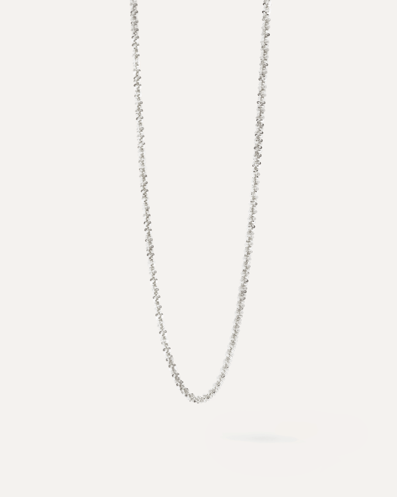 Dainty sparkle silver chain necklace with a subtle twisted design