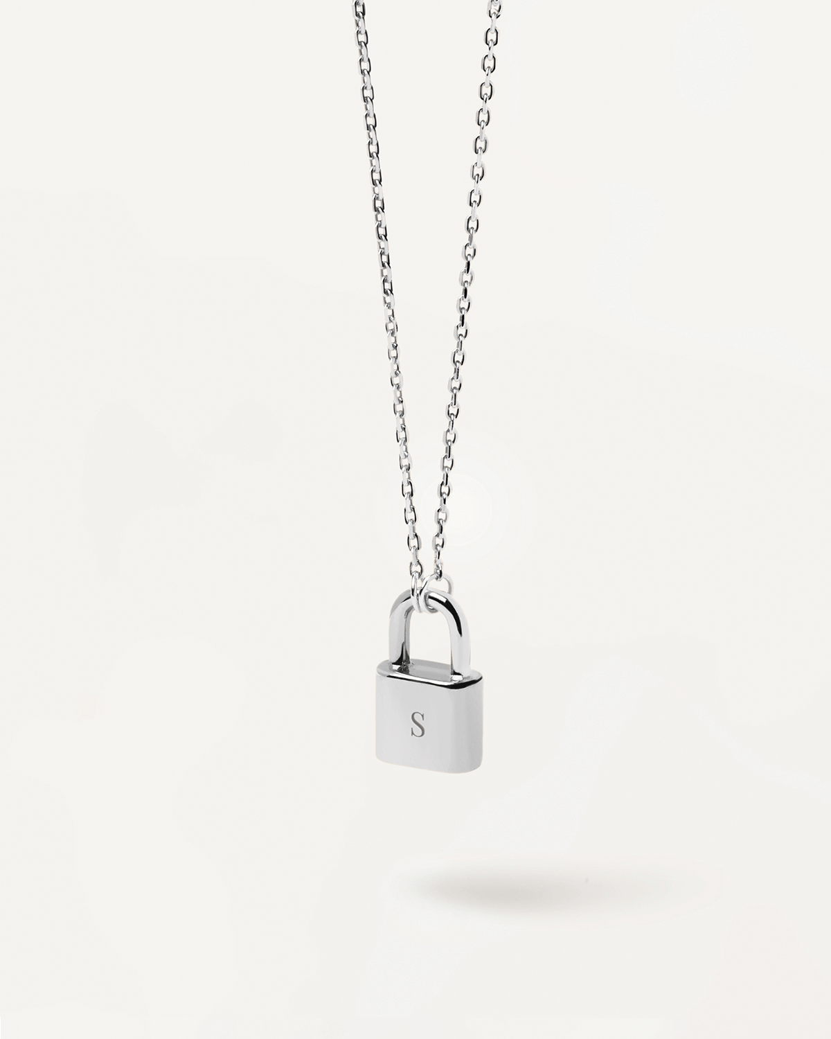 Fine Pad Lock Necklace in Silver