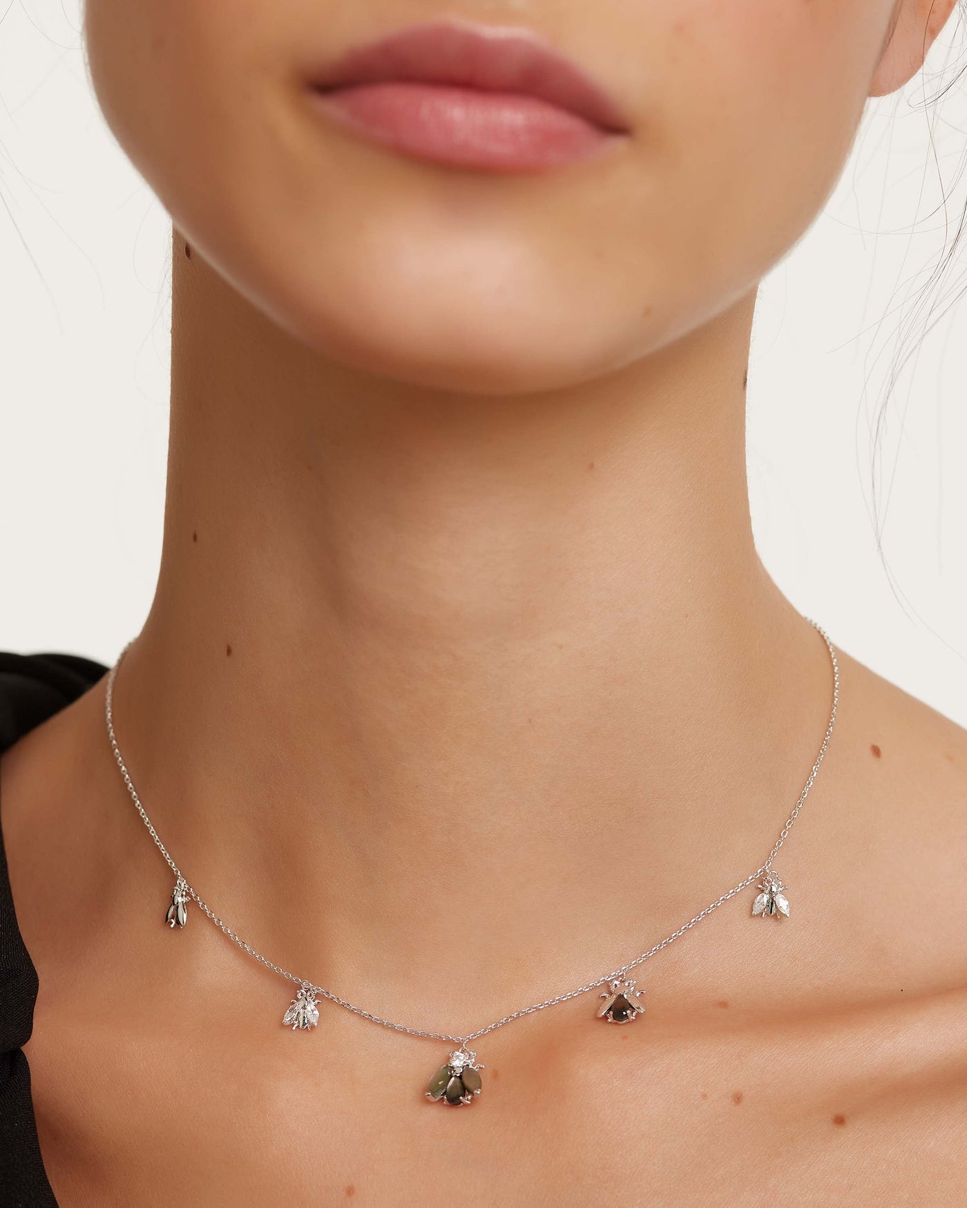 Crystal and zirconia Labradorite necklaces