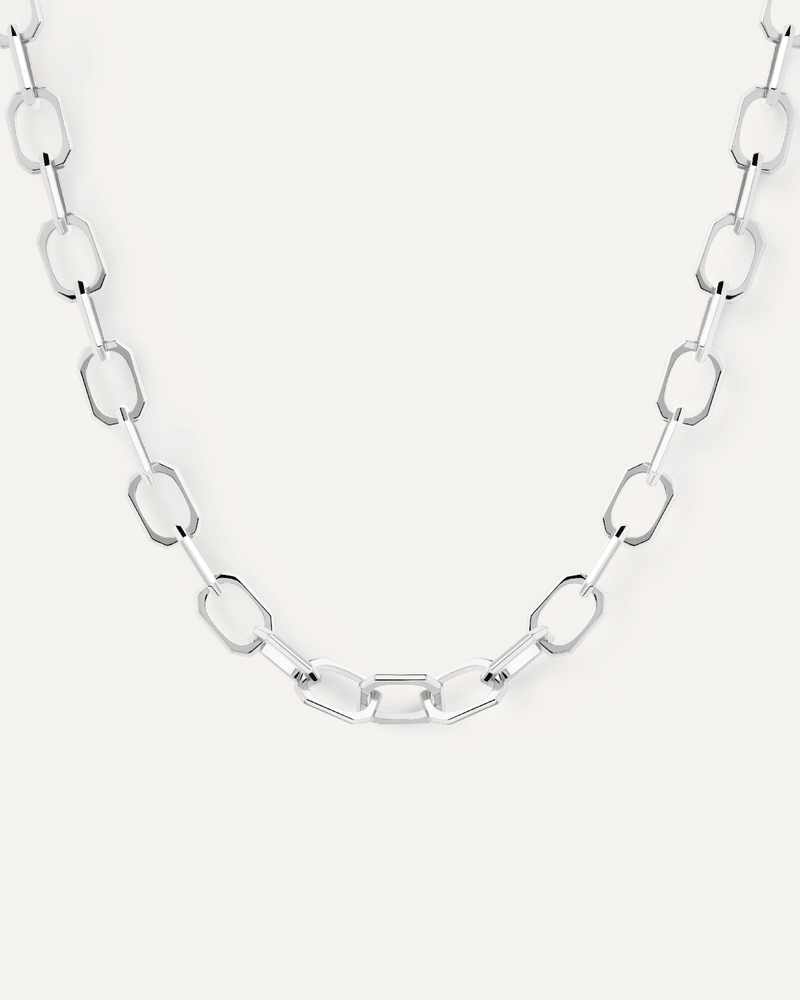 Collar cadena plateado Small Signature - 
  
    Latón / Baño de rodio en plata
  
