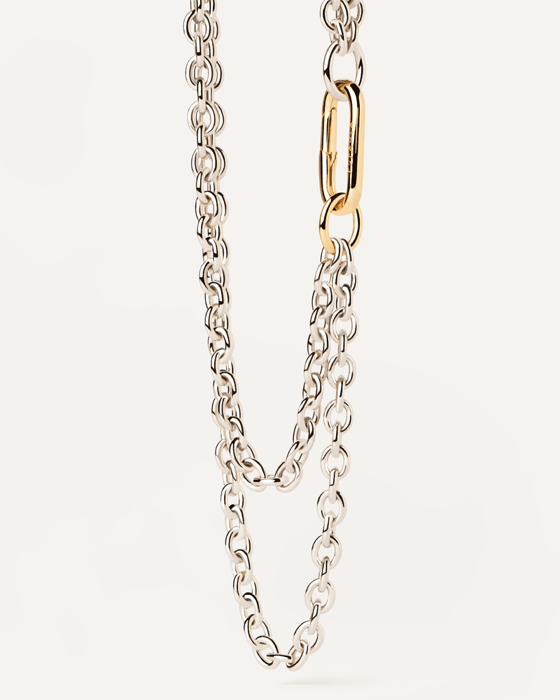 Double Beat Chain Necklace - 
  
    Brass / Rhodium silver plating
  
