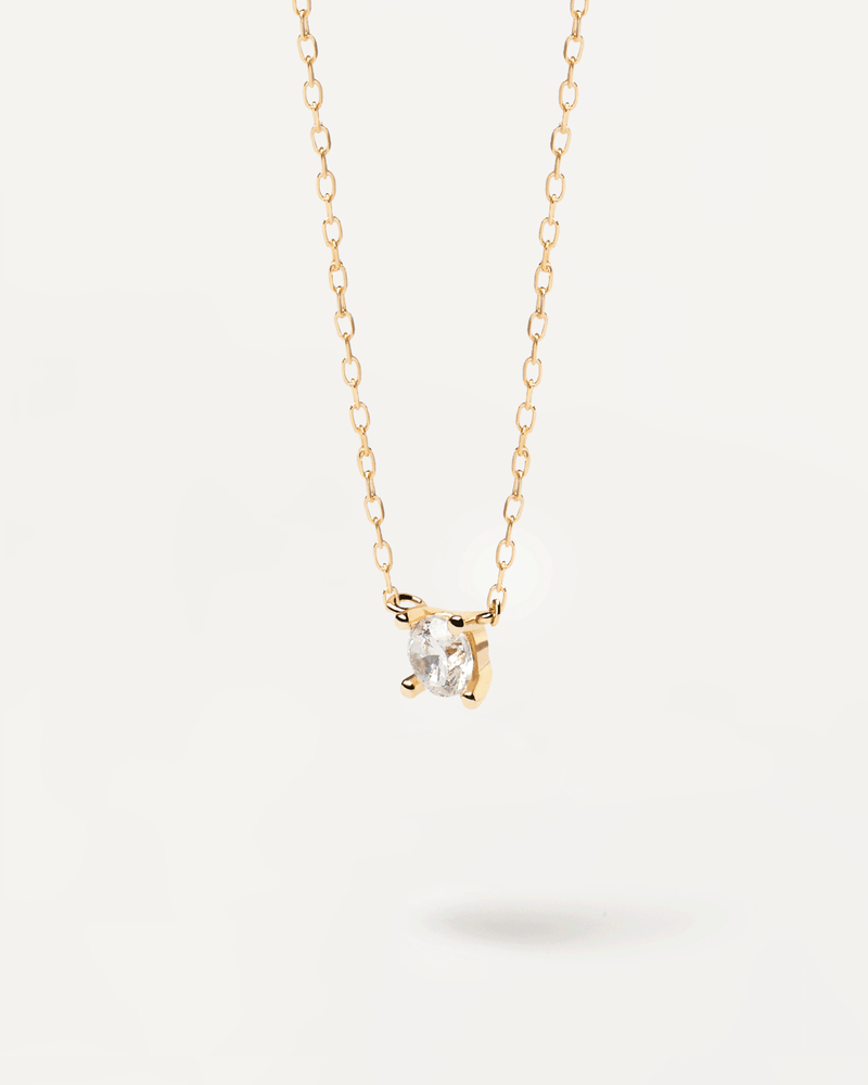 Diamonds and Gold Solitaire Mini Necklace - 
  
    18K Gold
  
