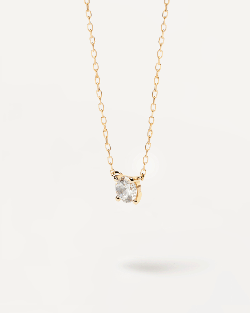 Diamonds and Gold Solitaire Medium Necklace - 
  
    18K Gold
  
