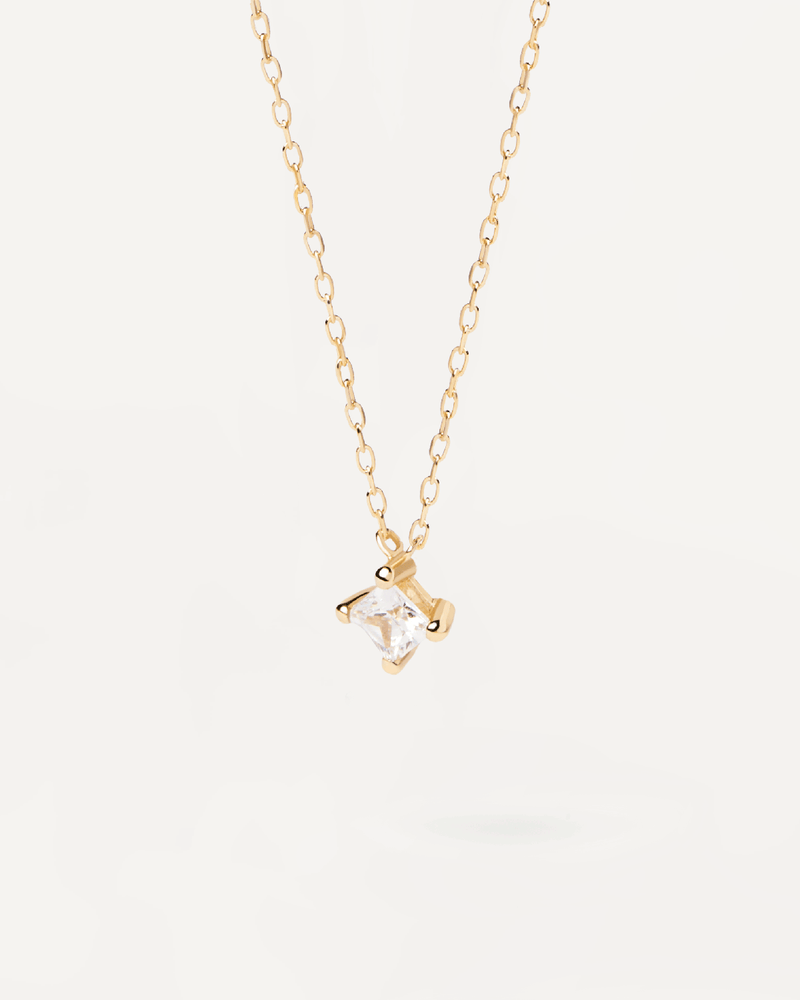 Collana in Oro Con Diamante principessa Solitaire - 
  
    Oro 18K
  
