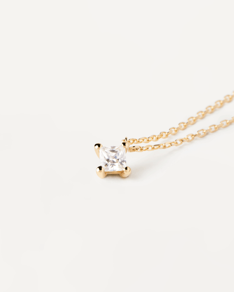 Princess Diamond And Gold Solitaire Necklace - 
  
    18K Gold
  
