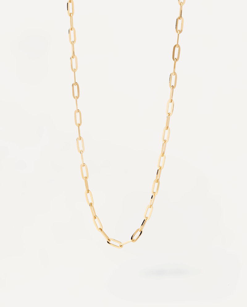 18K solid yellow gold chain necklace with cable links