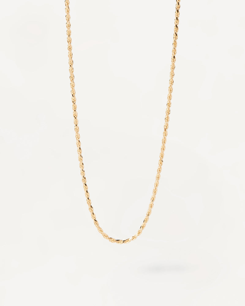 18K solid yellow gold chain necklace with rope links