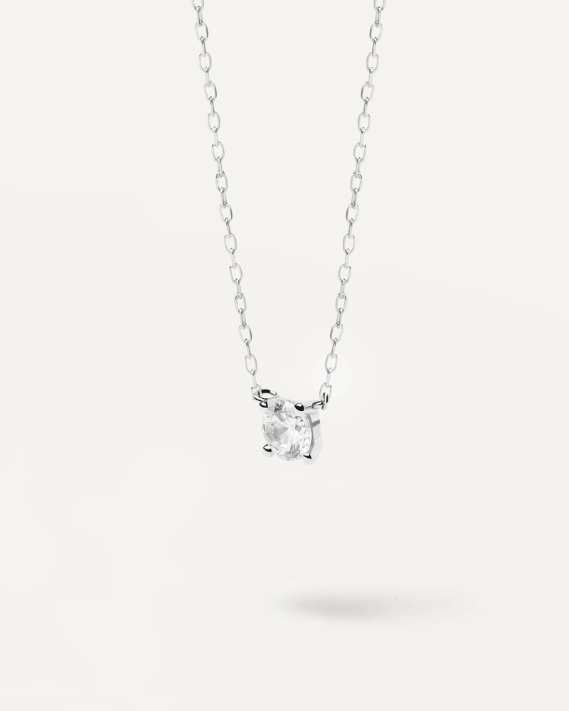 Diamonds and White Gold Solitaire Medium Necklace - 
  
    18K White gold / Rhodium silver plating
  
