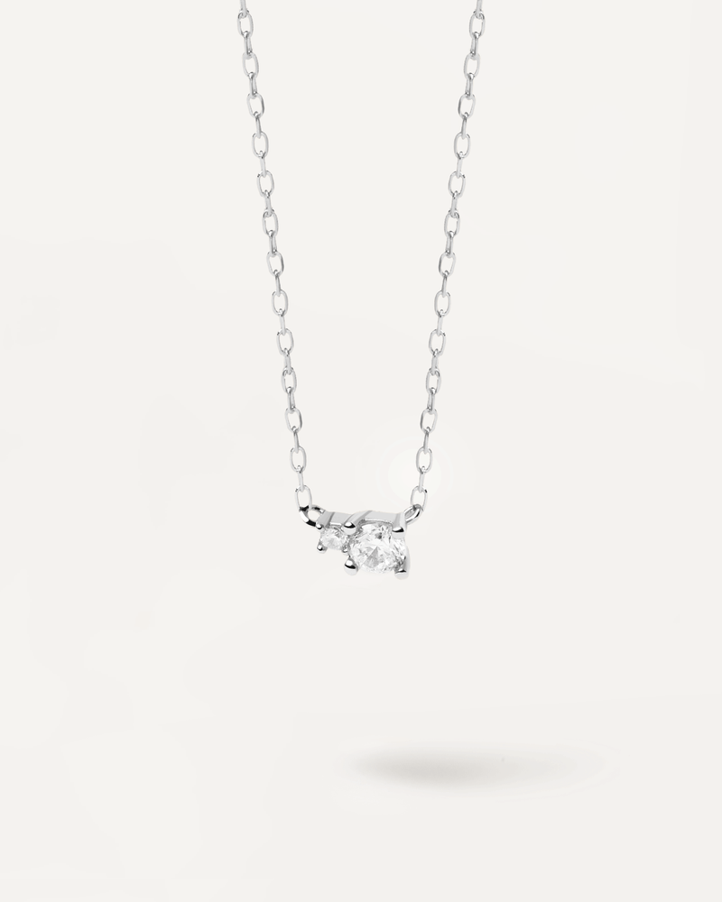 Collier en Diamants et en Or Blanc Duo - 
  
    Or blanc 18 carats / Placage Argent Rhodié
  

