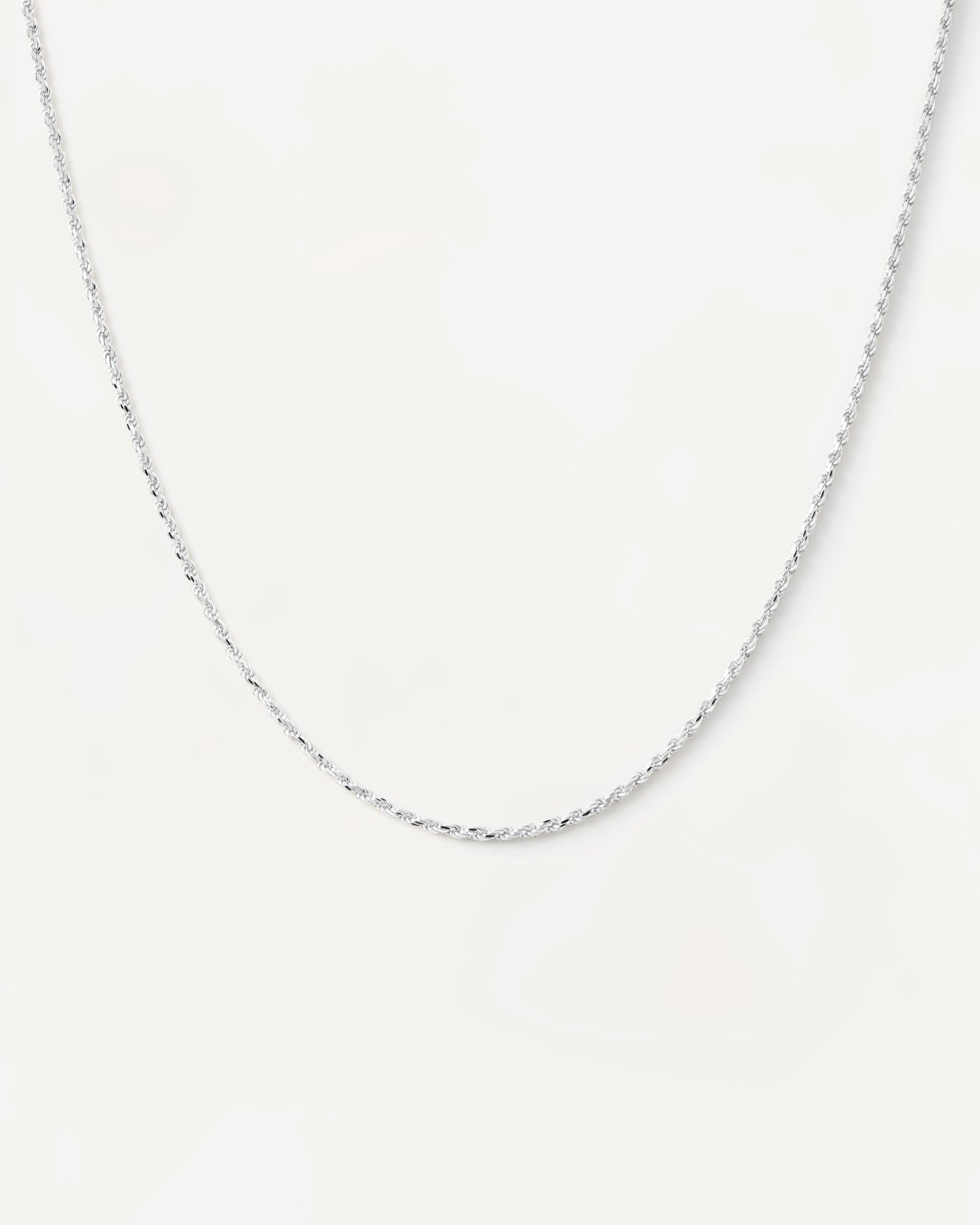 Collier Maille Corde en Or Blanc - 
  
    Or blanc 18 carats / Placage Argent Rhodié
  

