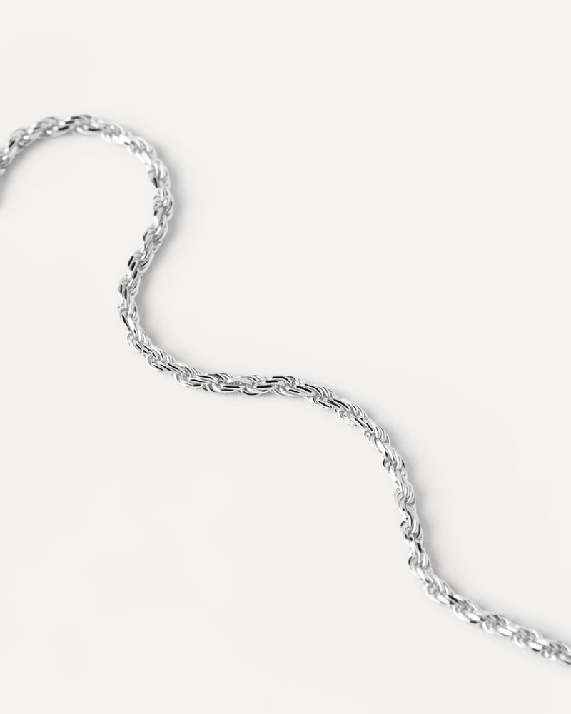 Collar Cadena Cordón de Oro Blanco - 
  
    Oro Blanco 18K / Baño de rodio en plata
  
