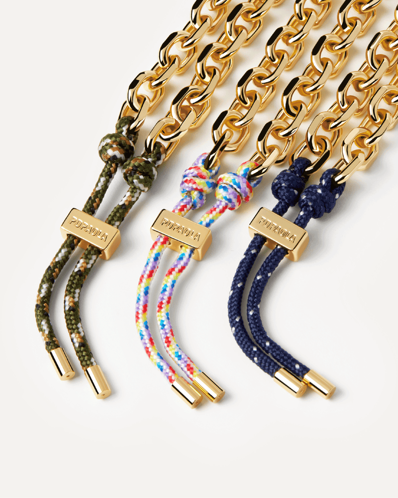 Pulsera Cordón y Cadena Prisma Essential - 
  
    Cordón / Baño de Oro 18K
  
