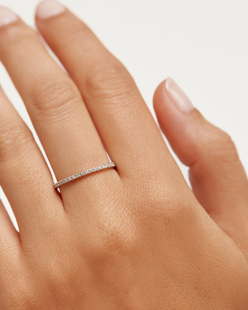 GRID WHITE ESSENTIAL RING SILVER - 
  
