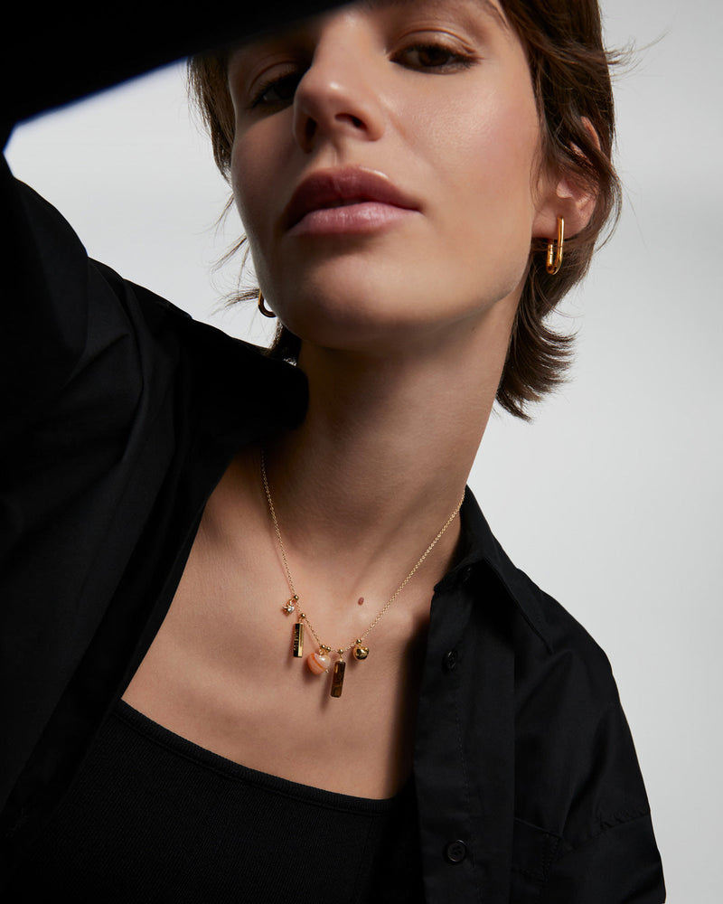 Orange Agate Heart Charm - 
  
    Sterling Silver / 18K Gold plating
  
