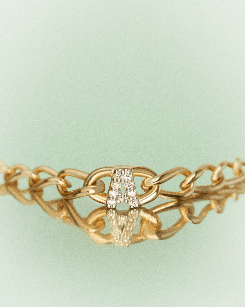 Buchstabe A Gliederarmband - 
  
    Sterling Silber / 18K Goldplattierung
  
