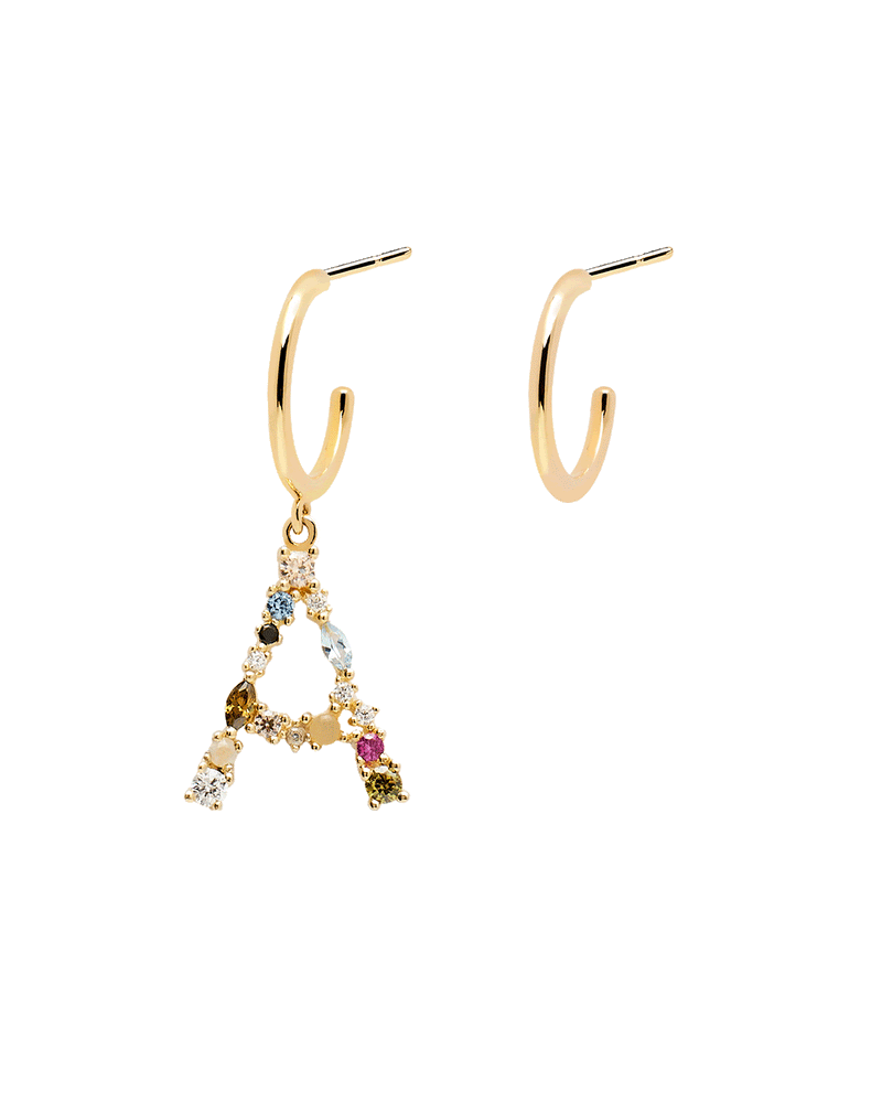 Buchstabe Ohrringe - 
  
    Sterling Silber / 18K Goldplattierung
  
