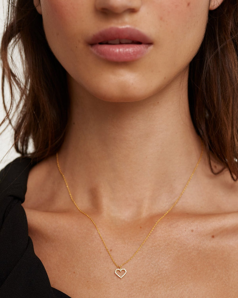 GRID WHITE HEART NECKLACE GOLD - 
  

