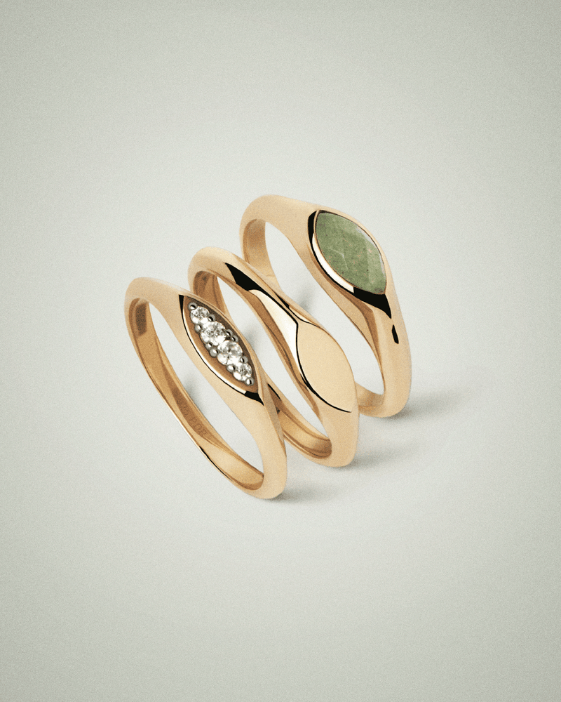 Grüner Aventurin Nomad Siegelring - 
  
    Sterling Silber / 18K Goldplattierung
  
