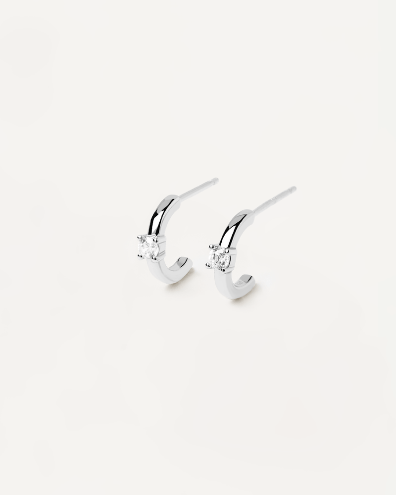 White Solitary Earrings Silver - 
  
    Sterling Silver
  
