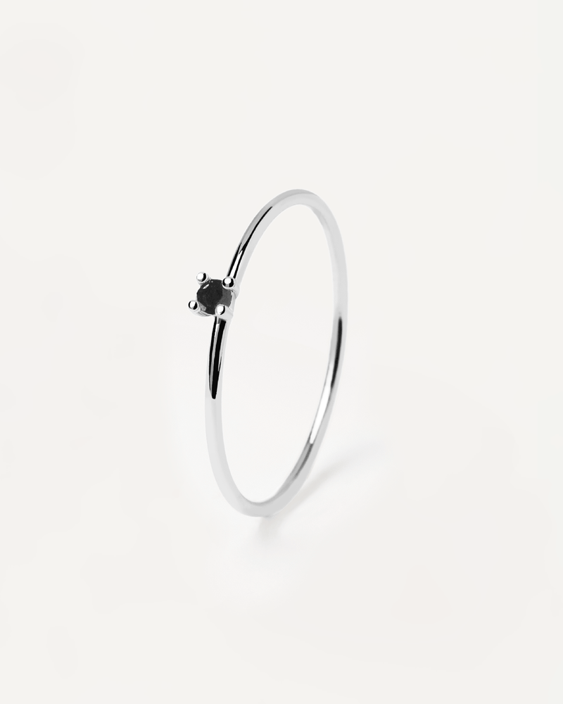 Black Solitary Silver Ring - 
  
    Sterling Silver
  
