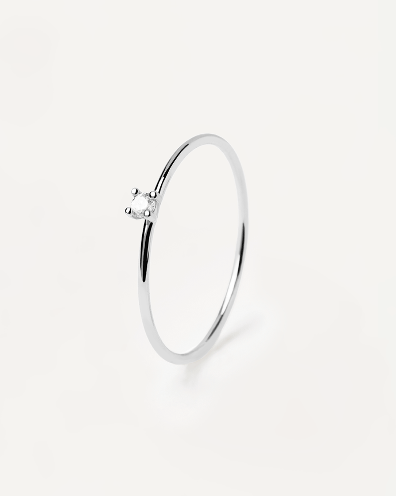 White Solitary Silver Ring - 
  
    Sterling Silver
  
