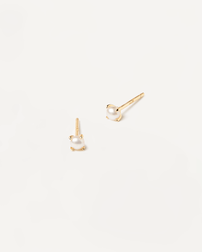 Solitary Mini Pearl Earrings - 
  
    Sterling Silver / 18K Gold plating
  
