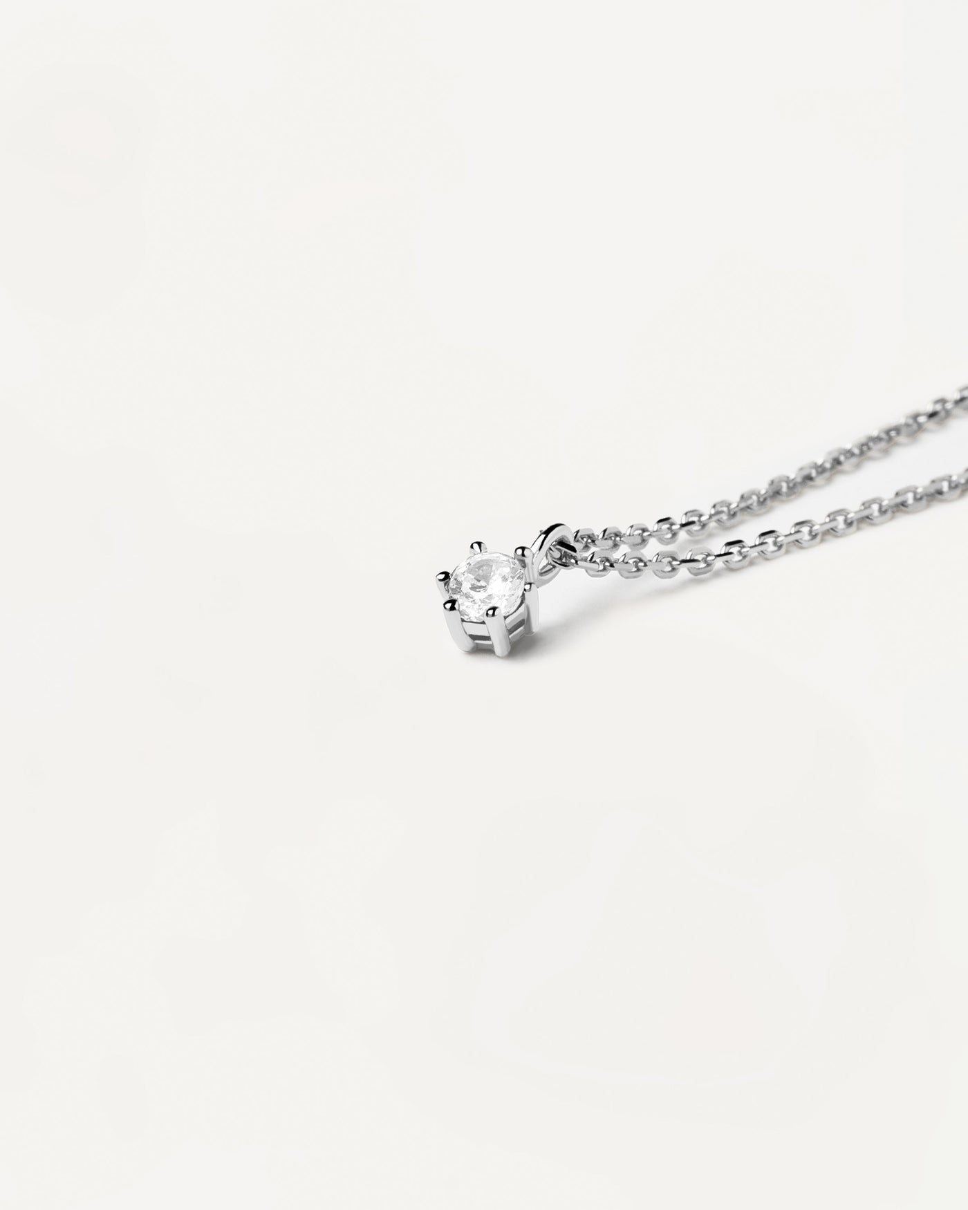 White Solitary silver necklace PDPAOLA