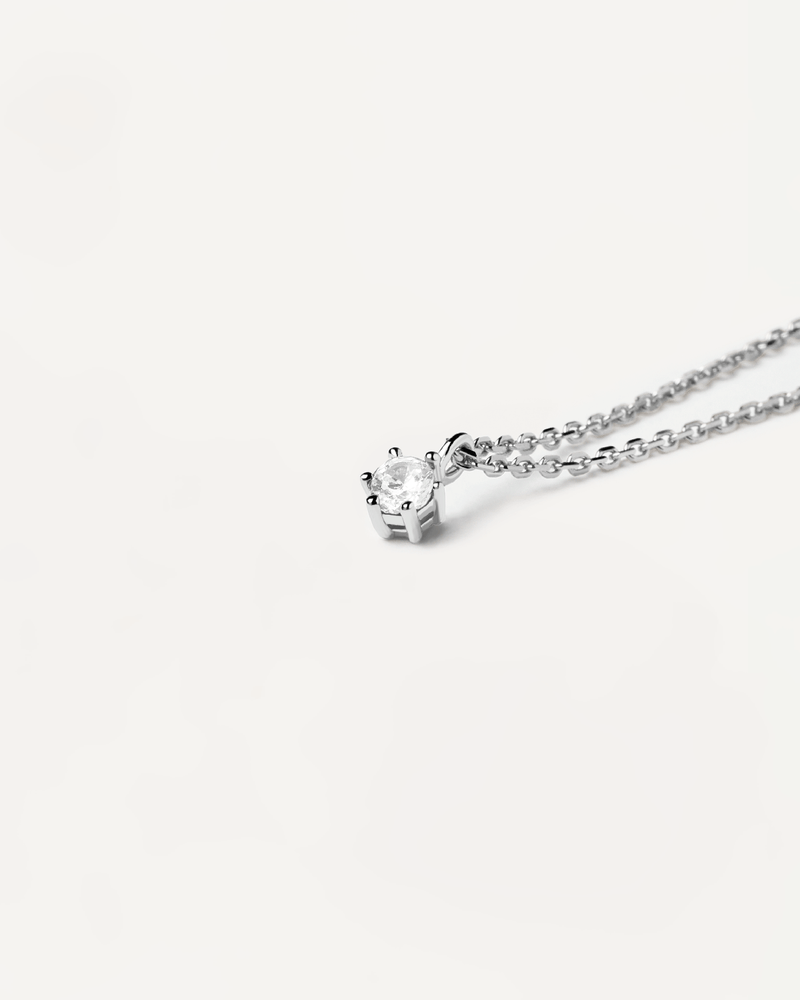 White Solitary silver necklace - 
  
    Sterling Silver
  
