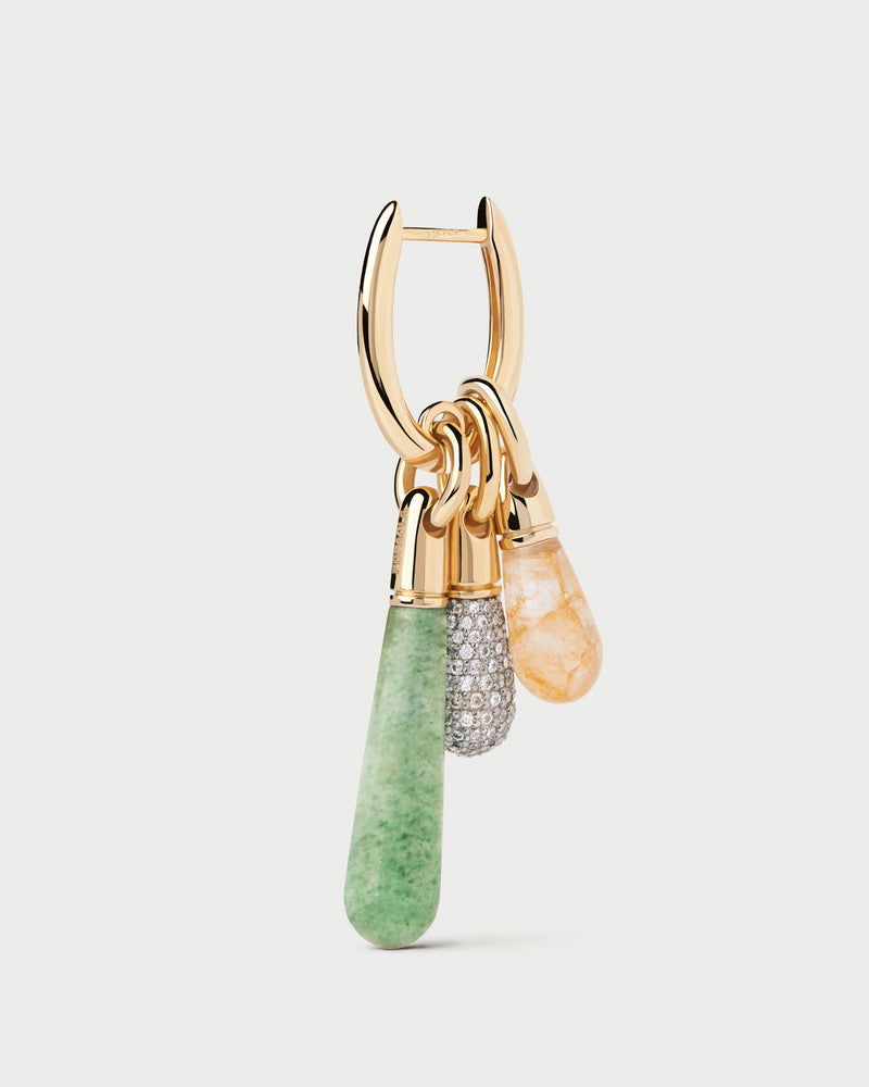 Green Aventurine Large Jupiter Single Hoop - 
  
    Sterling Silver / 18K Gold plating
  
