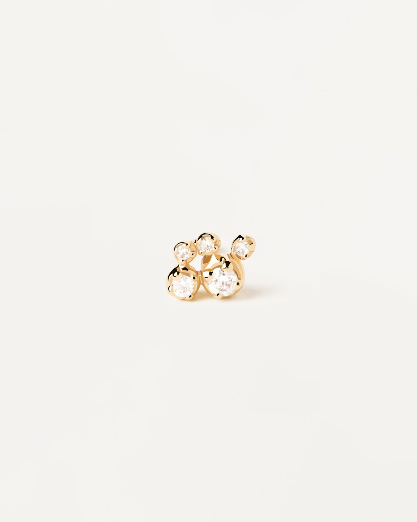 2023 Selection | Bubble single stud Earring. Gold-plated silver shiny ear piercing with white zirconia. Get the latest arrival from PDPAOLA. Place your order safely and get this Best Seller. Free Shipping.