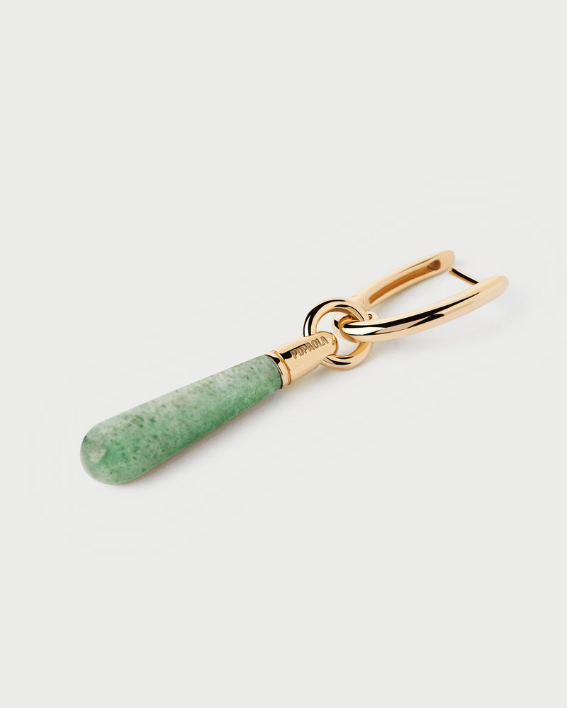 Green Aventurine Large Jupiter Single Hoop - 
  
    Sterling Silver / 18K Gold plating
  
