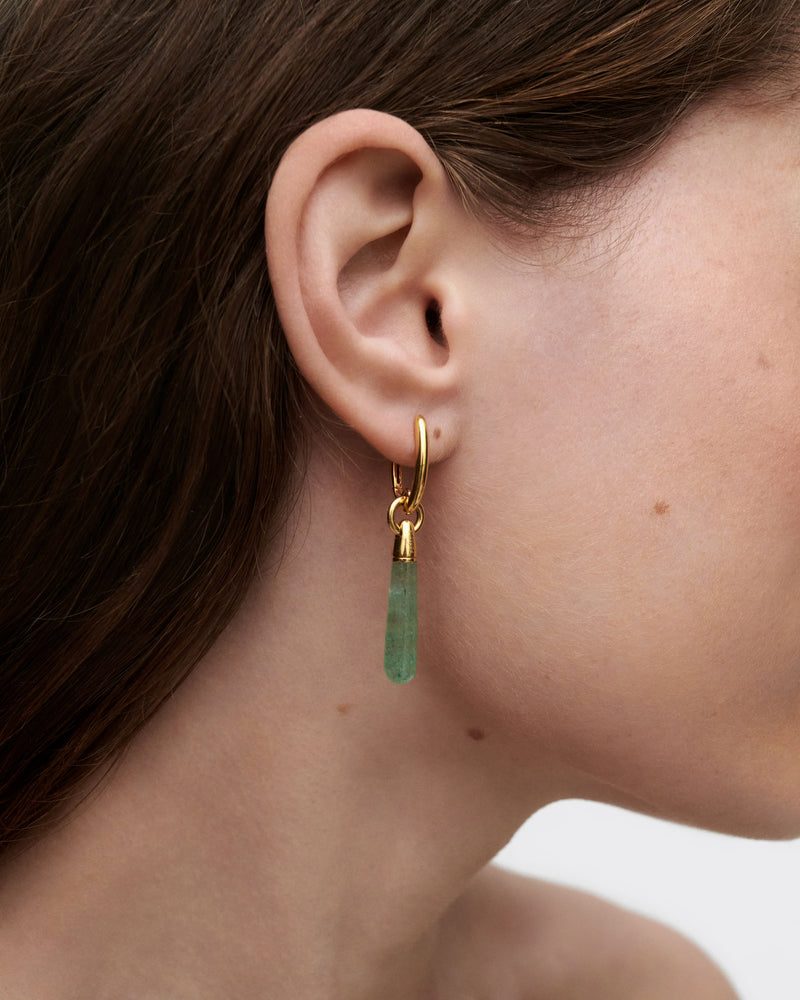 Green Aventurine Large Jupiter Single Hoop - 
  
    Sterling Silver / 18K Gold plating
  
