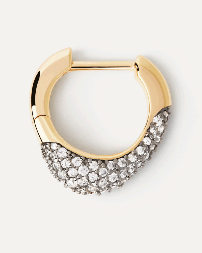 Pavé Duna Single Hoop - 
  
    Sterling Silver / 18K Gold plating
  
