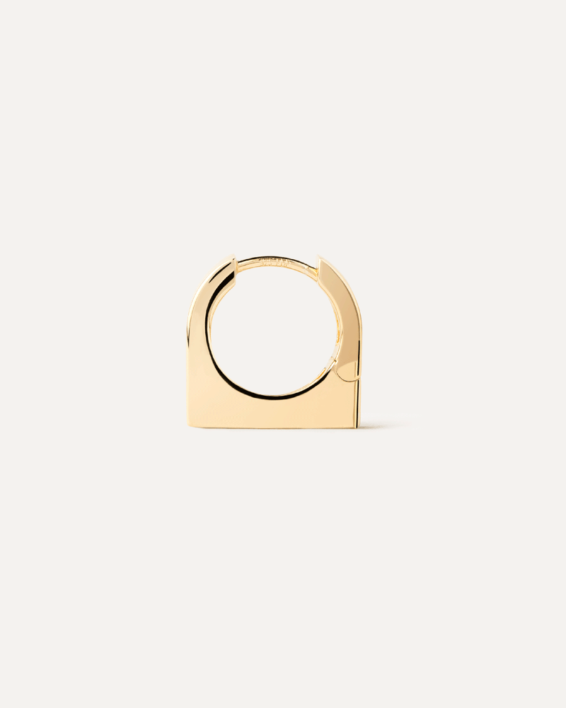 Gold-plated small geometric single hoop with flat square base