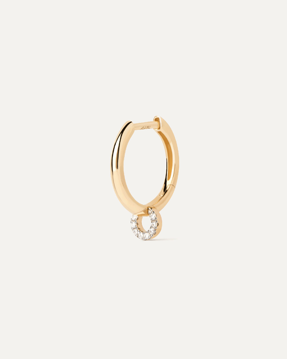 Diamonds and gold Loop single hoop. Single huggie in solid yellow gold paired with a swinging lab-grown diamond circle pendant. Get the latest arrival from PDPAOLA. Place your order safely and get this Best Seller.