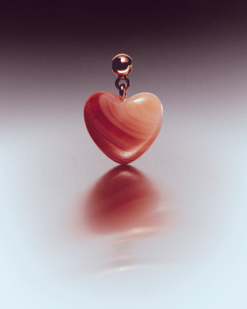 Orange Agate Heart Charm - 
  
    Sterling Silver / 18K Gold plating
  
