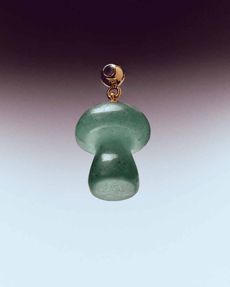 Green Aventurine Mushroom Charm - 
  
    Sterling Silver / 18K Gold plating
  
