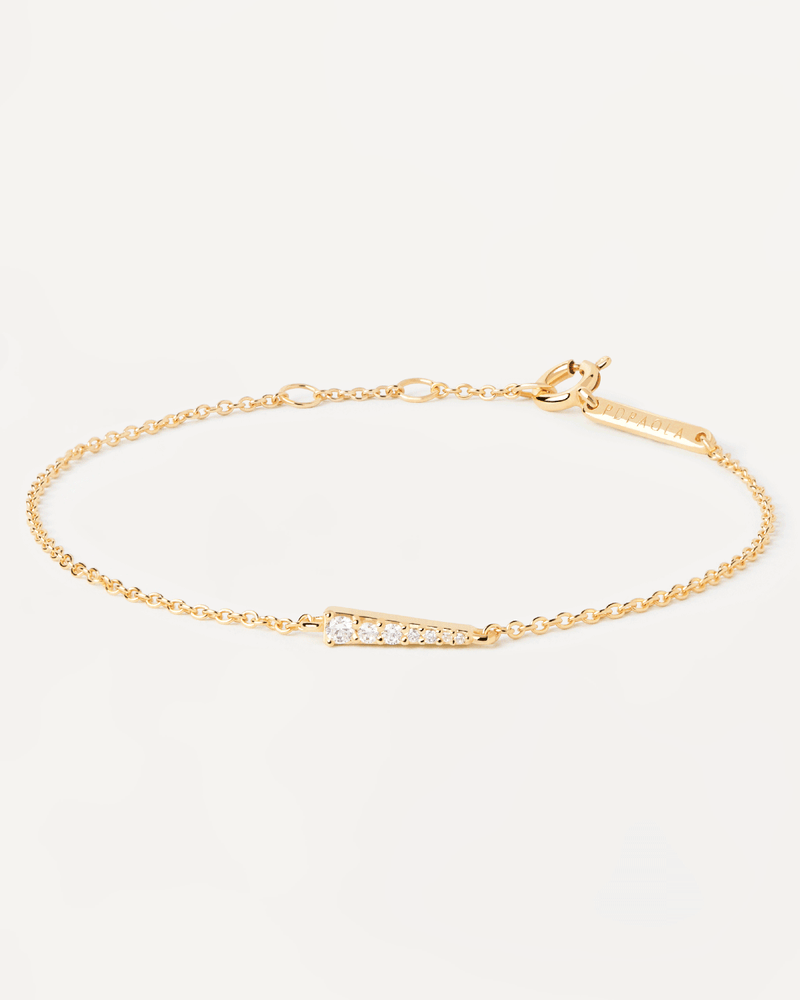 Gold-plated silver bracelet with white zirconia motive in tip shape