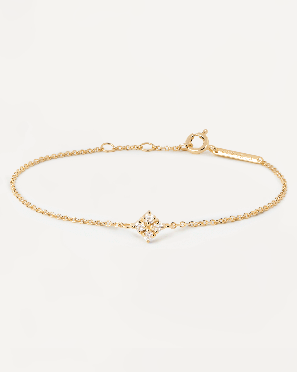 2023 Selection | Tina Bracelet. Chain bracelet in gold-plated silver with white zirconia motiv. Get the latest arrival from PDPAOLA. Place your order safely and get this Best Seller. Free Shipping.