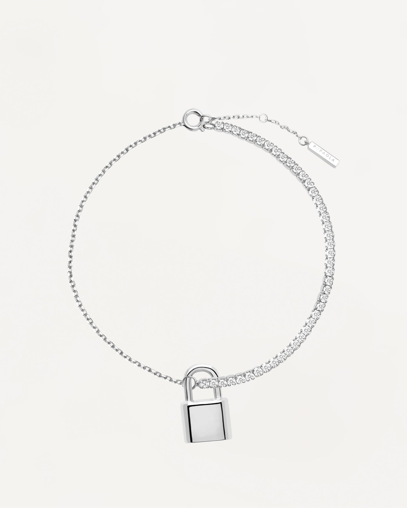 2023 Selection | Bond Silver Bracelet. Sterling silver bracelet with white zirconia and personalized padlock pendant. Get the latest arrival from PDPAOLA. Place your order safely and get this Best Seller. Free Shipping.