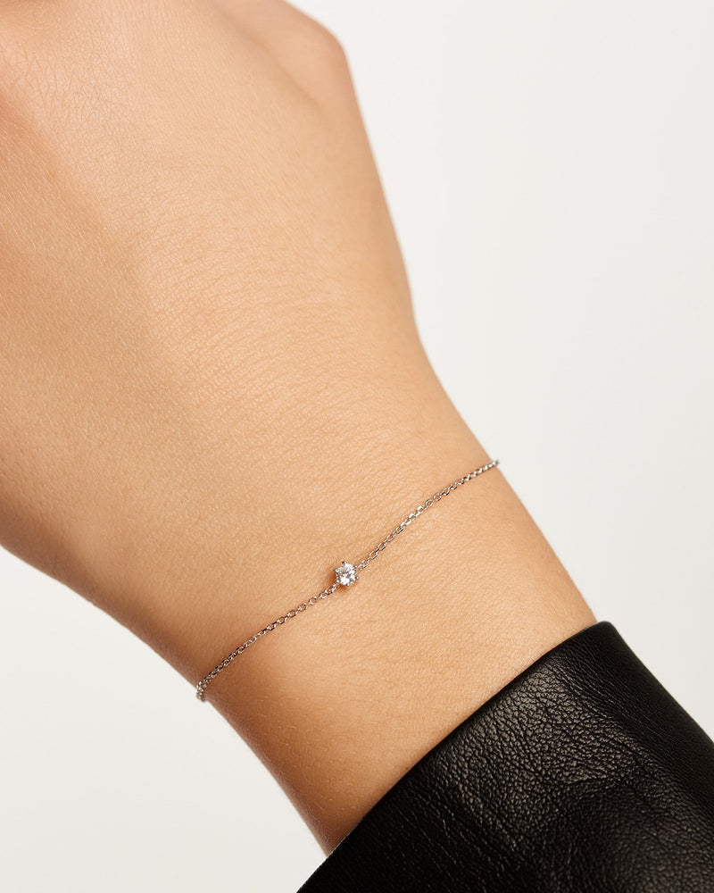 Pulsera White Solitary silver - 
  
    Plata de Ley
  
