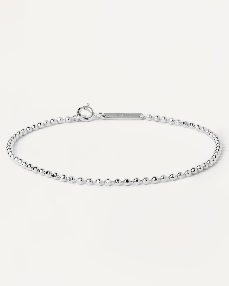Ball-textured chain bracelet in plain sterling silver