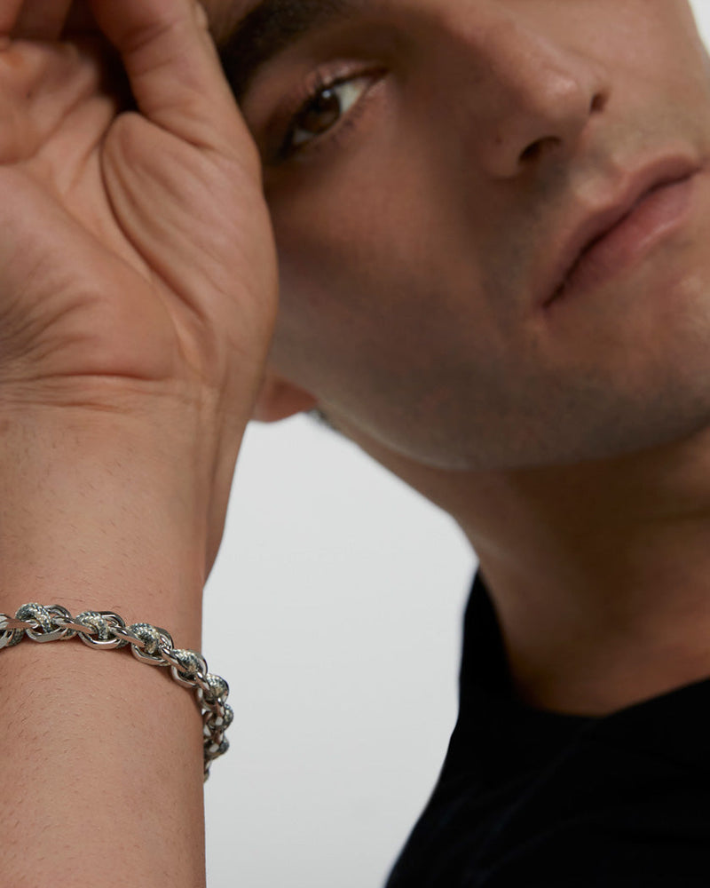 Sky Rope and Chain Bracelet - 
  
    Rope / Rhodium silver plating
  
