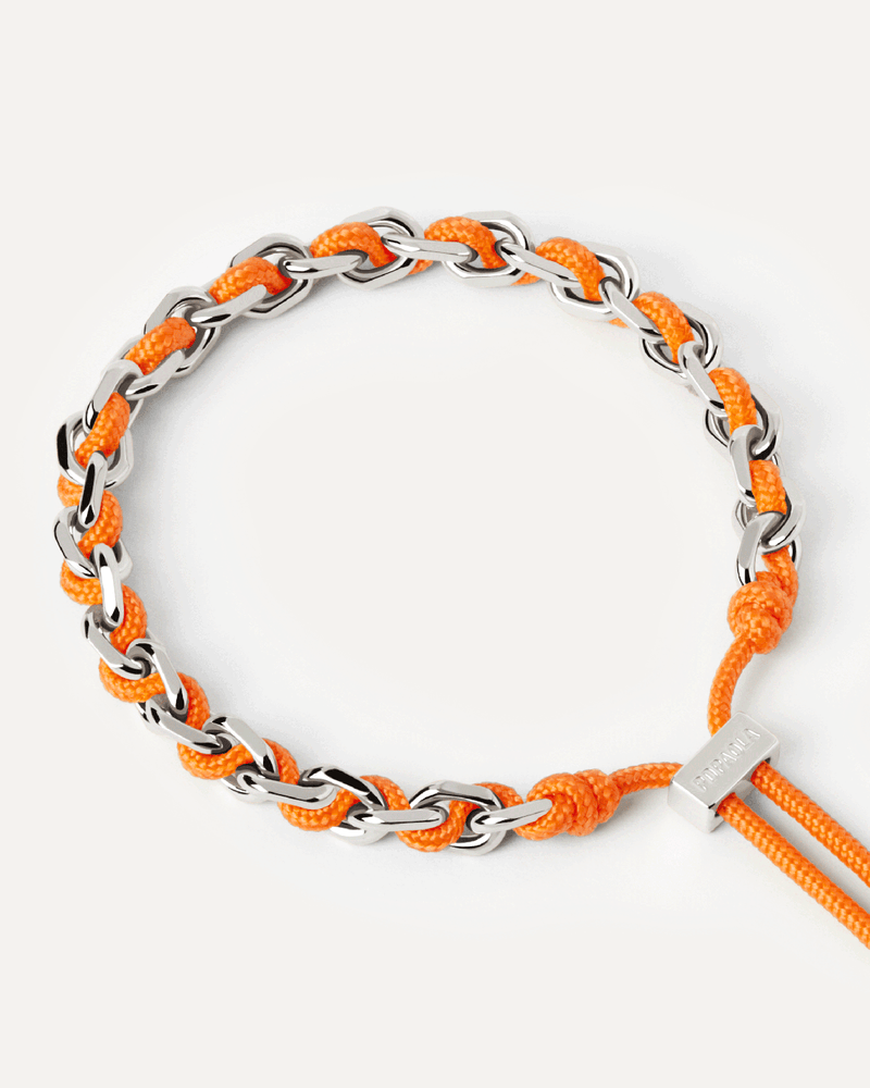 Tangerine Farbenes Kordelketten-Armband - 
  
    Kordel / Silber-Rhodinierung
  
