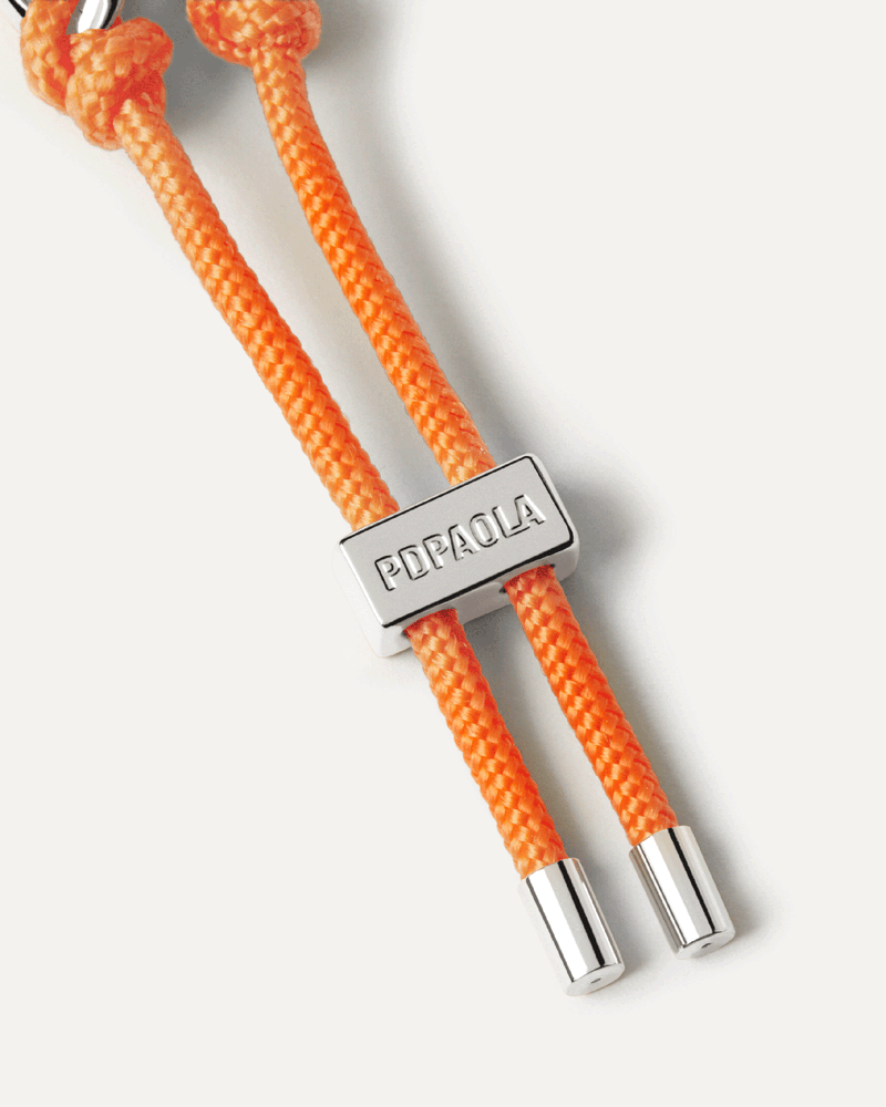 Tangerine Essential Farbenes Kordelketten-Armband - 
  
    Kordel / Silber-Rhodinierung
  
