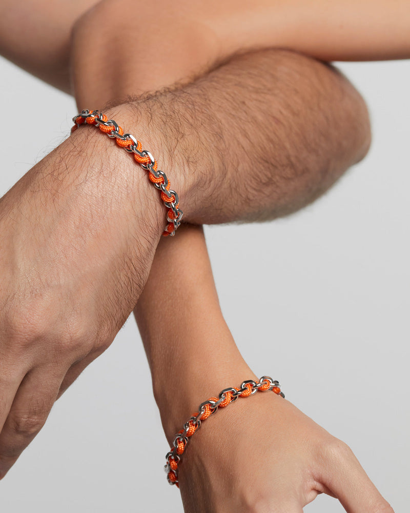 Tangerine Farbenes Kordelketten-Armband - 
  
    Kordel / Silber-Rhodinierung
  

