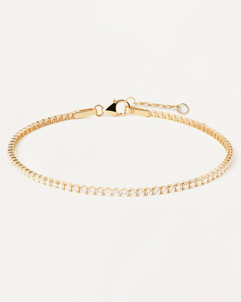 Bracciale a catena tennis in oro giallo massiccio e diamanti lab-grown