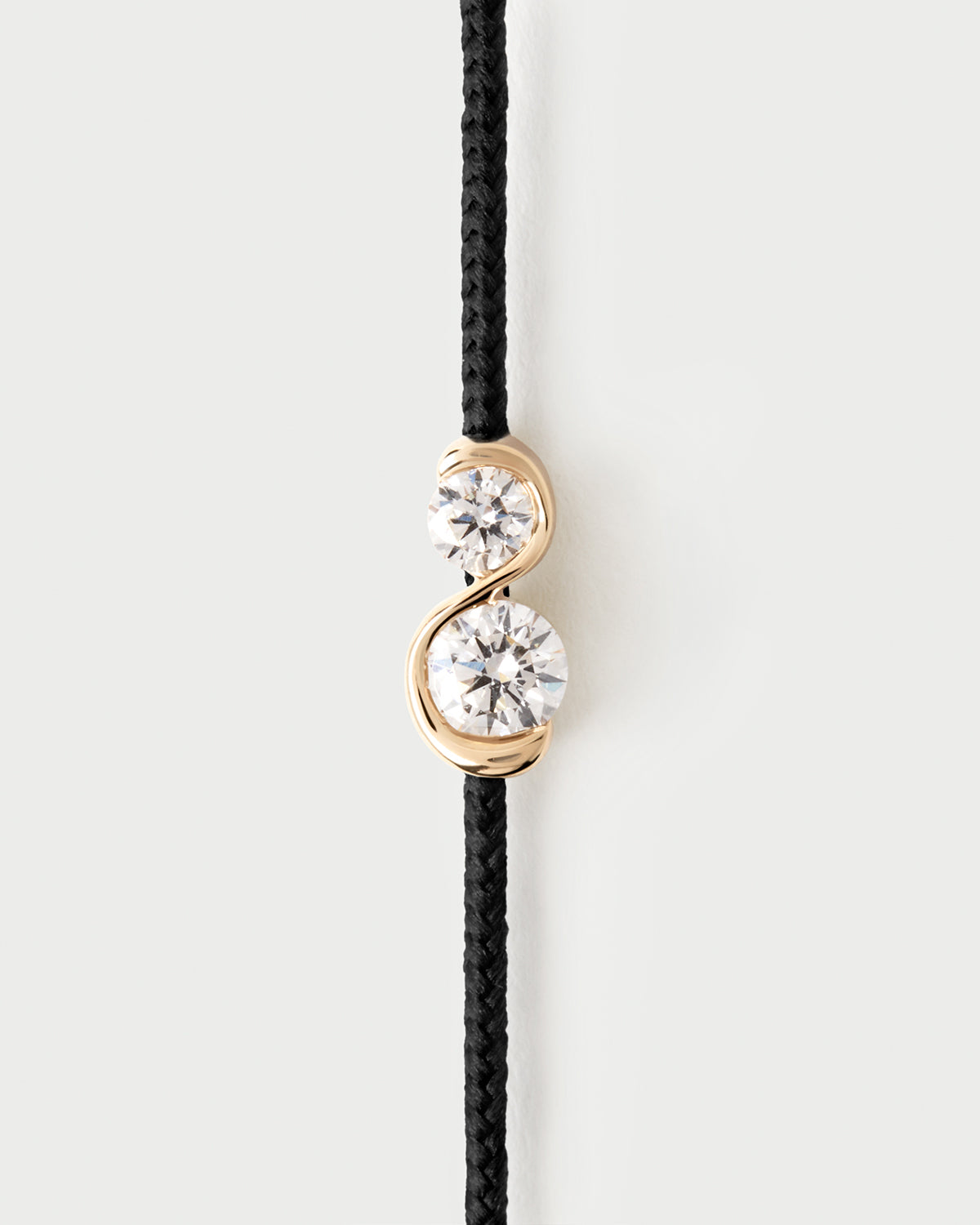 Diamant-Kordelarmband aus massivem Gelbgold mit zwei Laborgezüchtete Diamanten