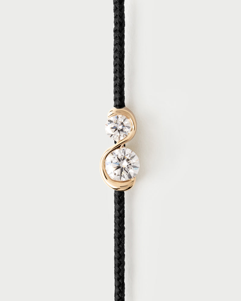 Diamant-Kordelarmband aus massivem Gelbgold mit zwei Laborgezüchtete Diamanten
